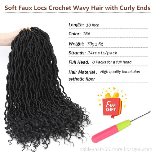 Julianna 18Inch 75G Extensions Wholesale12 Inch Braids Crochet Bohemia Goddess Faux Locs Kanekalon Synthetic Braid Hair